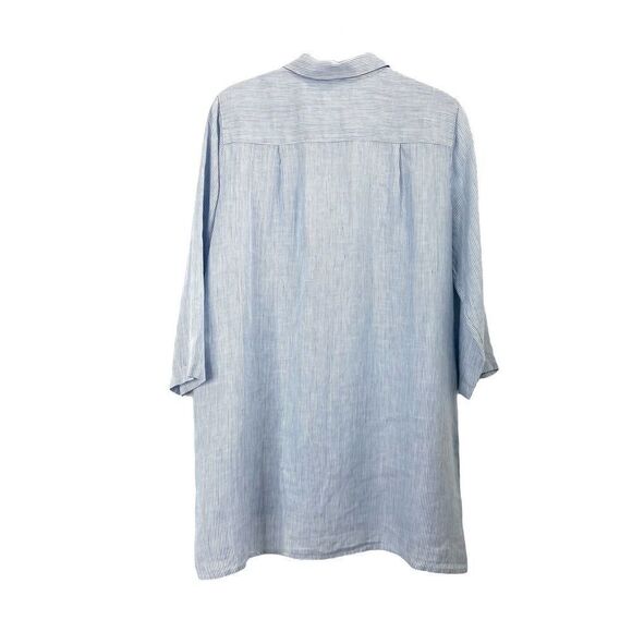 J. Jill love linen 100% linen side button tunic shirt Sz XS blue white lagenlook - Picture 5 of 6